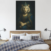 Royal White Tiger Emperor – Blue Robes & Jewel Cro Canvas Afdruk (Insitu (Slaapkamer))
