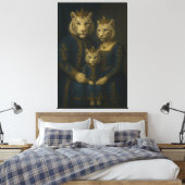 Royal White Tiger Family · Blue Sapphire Crown Can Canvas Afdruk (Insitu (Slaapkamer))