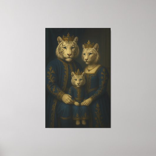 Royal White Tiger Family · Blue Sapphire Crown Can Canvas Afdruk (Voorkant)