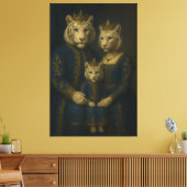 Royal White Tiger Family · Blue Sapphire Crown Can Canvas Afdruk (Insitu (Woonkamer))