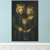 Royal White Tiger Family · Blue Sapphire Crown Can Canvas Afdruk (Insitu (Houten vloer))