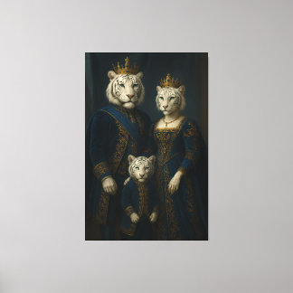 Royal White Tiger Family · Blue Sapphire Crown Can Canvas Afdruk