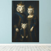 Royal White Tiger Family · Blue Sapphire Crown Can Canvas Afdruk (Insitu (Houten vloer))