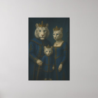 Royal White Tiger Family · Blue Sapphire Crown Can Canvas Afdruk