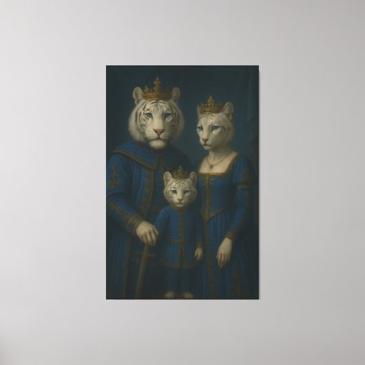 Royal White Tiger Family · Blue Sapphire Crown Can Canvas Afdruk (Voorkant)