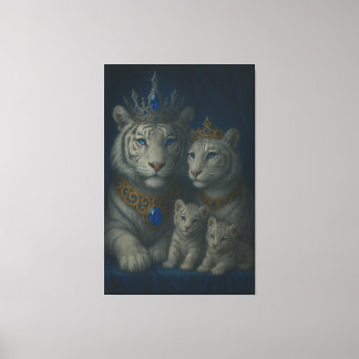 Royal White Tiger Family · Blue Sapphire Crown Can Canvas Afdruk