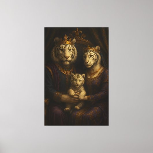 Royal White Tiger Family • Luxury Fine Art Canvas (Voorkant)