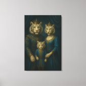 Royal White Tiger Family Portrait – Majestic Blue Canvas Afdruk (Voorkant)