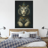 Royal White Tiger King – Blue Jewel Crown  Canvas Afdruk (Insitu (Slaapkamer))