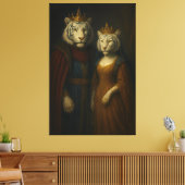 Royal White Tiger King & Queen – Golden Majesty Po Canvas Afdruk (Insitu (Woonkamer))