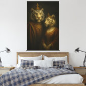 Royal White Tiger King & Queen – Golden Regal Port Canvas Afdruk (Insitu (Slaapkamer))