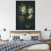 Royal White Tiger King & Queen – Sapphire Crown No Canvas Afdruk (Insitu (Slaapkamer))