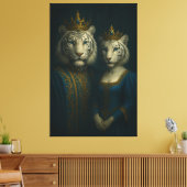 Royal White Tiger King & Queen – Sapphire Crown No Canvas Afdruk (Insitu (Woonkamer))