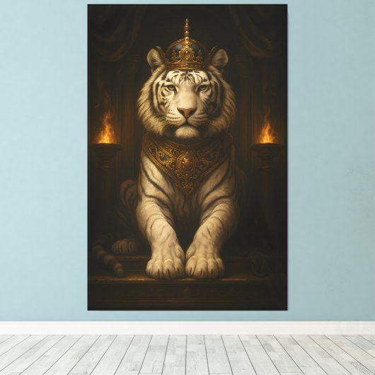 Royal White Tiger • Luxury Fine Art Canvas (Insitu (Houten vloer))