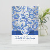 Royal Winter Wonderland Joined Hearts Invitation Kaart (Staand voorkant)