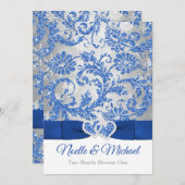 Royal Winter Wonderland Joined Hearts Invitation Kaart (Voorkant / Achterkant)