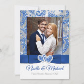 Royal Winter Wonderland Joined Hearts PHOTO Invite Kaart (Voorkant)