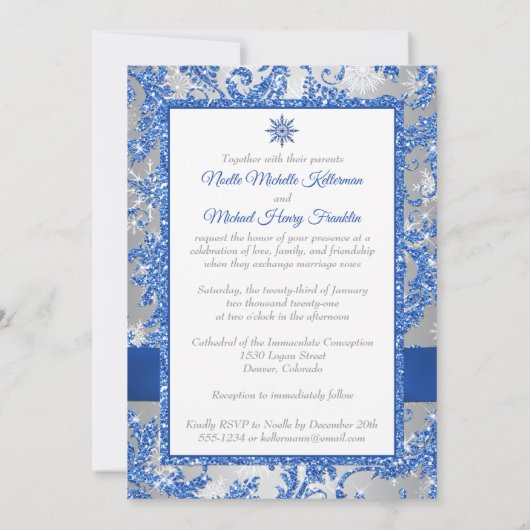 Royal Winter Wonderland Joined Hearts PHOTO Invite Kaart (Achterkant)