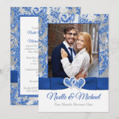 Royal Winter Wonderland Joined Hearts PHOTO Invite Kaart (Voorkant / Achterkant)