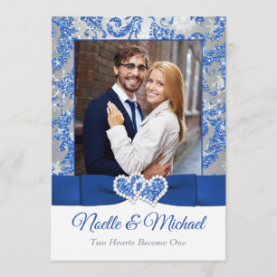 Royal Winter Wonderland Joined Hearts PHOTO Invite Kaart