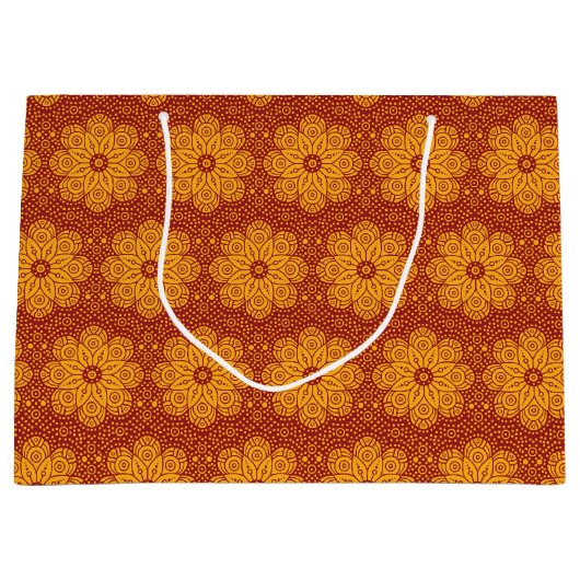 Royal yellow and red mandala pattern groot cadeauzakje (Voorkant)