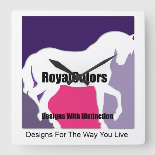 RoyalColors Logo Vierkante Klok (Voorkant)