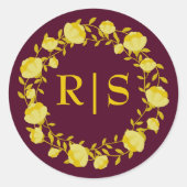 Royale Deep Burgundy and Gold Wedding Ronde Sticker (Voorkant)