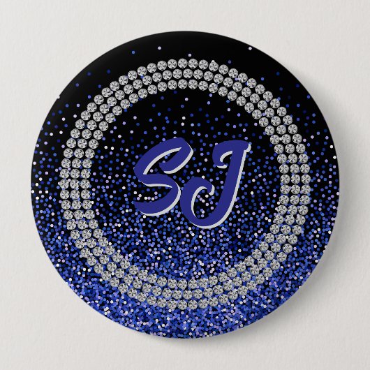 Royale Glitz Rhinestone Monogram Knop Ronde Button 4,0 Cm (Voorkant)