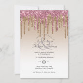 RoyalElegance PINK GOLD Driving Glitter Wedding Kaart (Voorkant)