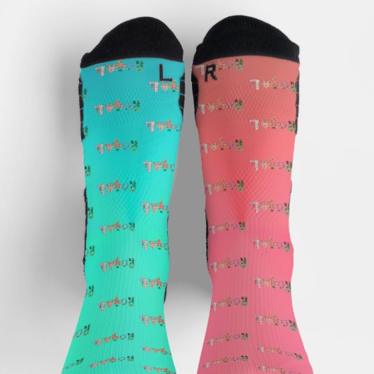 RoyaLi, Floral Letters | Roze en Turquoise Sokken (Top)
