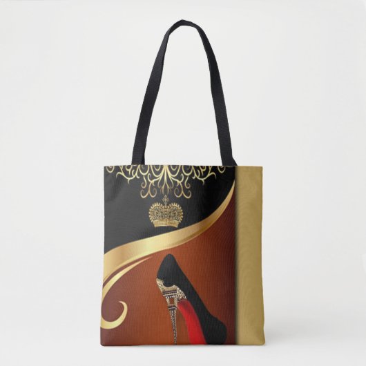 Royality Paris High Hiel & Gold Crown Tote Bag (Voorkant)