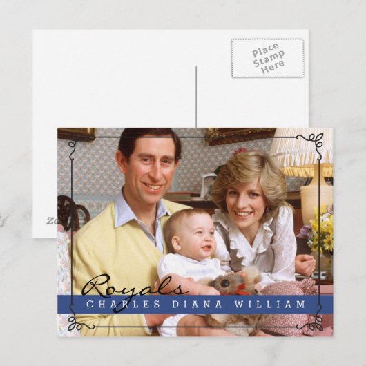 Royals Charles Diana en William Briefkaart (Voorkant / Achterkant)