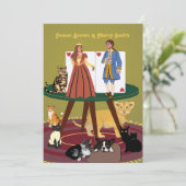 Royals Elegant King Queen Noble Cats Wedding Kaart (Staand voorkant)