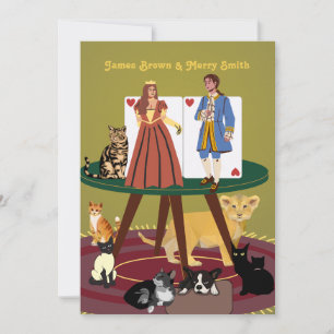 Royals Elegant King Queen Noble Cats Wedding Kaart