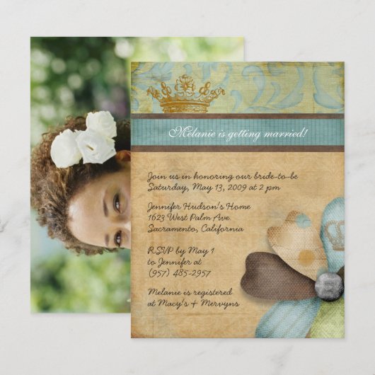 Royalty Bridal Shower-uitnodigingen Kaart (Voorkant / Achterkant)