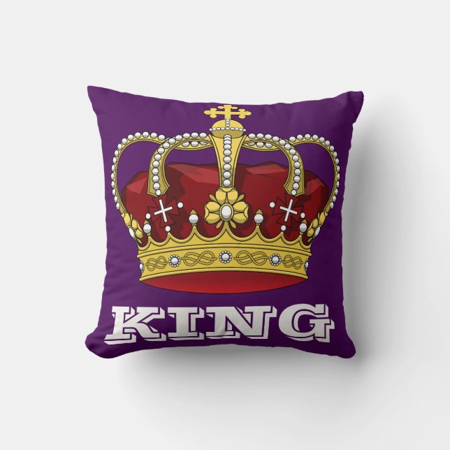 Royalty King Crown Royal Paars & Initiaal Letter Kussen (Voorkant)