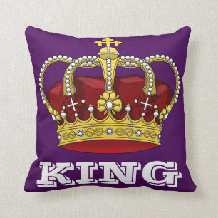 Royalty King Crown Royal Paars & Initiaal Letter Kussen