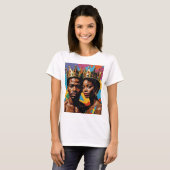 Royalty-King en Queen Bold Kleurrijke Kunst T-Shir T-shirt (Voorkant volledig)