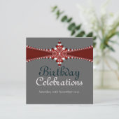 Royalty-Red Silver Grand Birthday Invitation Kaart (Staand voorkant)
