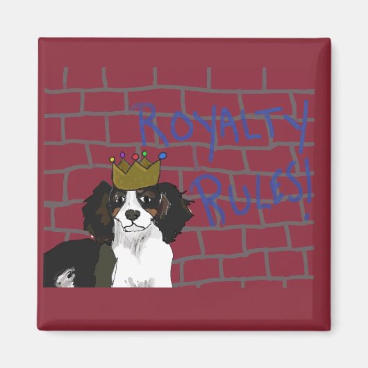 Royalty-regels - King Cavalier 2 inch vierkante ma Magneet (Voorkant)