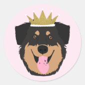 Royalty-Rottweiler Hond Ronde Sticker (Voorkant)
