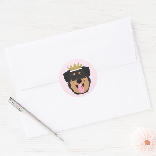 Royalty-Rottweiler Hond Ronde Sticker (Envelop)