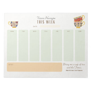 Royalty Thee Liefhebber Gepersonaliseerde Weekplan Notitieblok