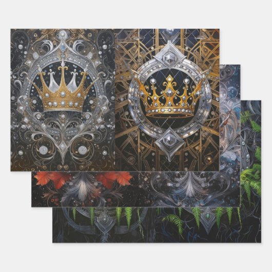 Royalty's, zijne en zijne kronen inpakpapier vel (Set)