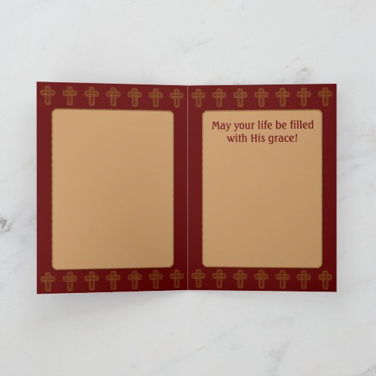 Roycroft Easter Brick Rood en Goud (gepersonalisee Feestdagen Kaart (Binnen)