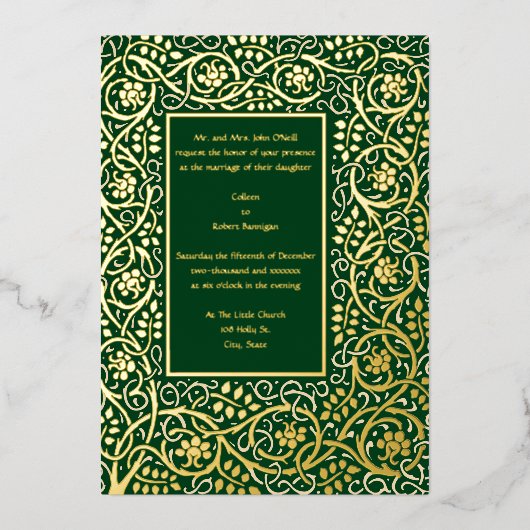 Roycroft-grens  kunst- en ambachtelijke beweging folie uitnodiging (Voorkant)