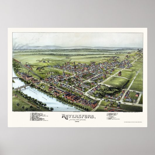 Royersford, PA Panoramic Map - 1893 Poster (Voorkant)