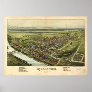 Royersford Pennsylvania 1893 Antiek Panorama Poster