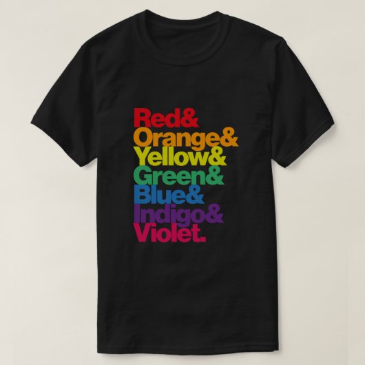 ROYGBIV Rainbow on Black Essential T-shirt (Design voorkant)