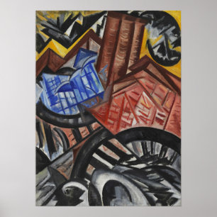 Rozanova - Fabriek en Brug 1913 Poster